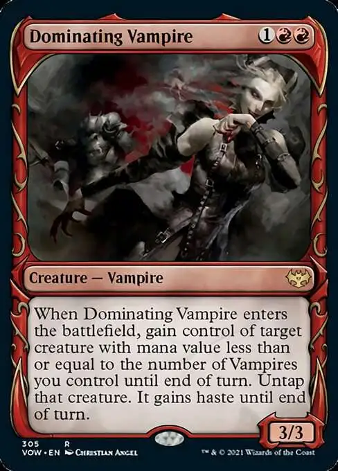 MtG Trading Card Game Innistrad: Crimson Vow Rare Dominating Vampire #305  [Showcase FOIL]