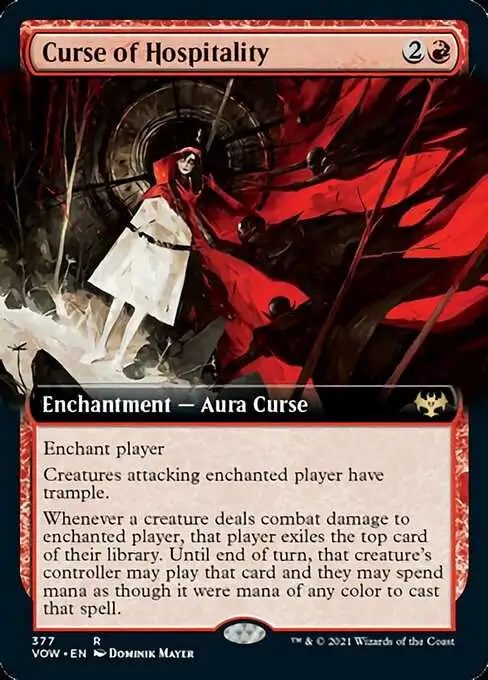 MtG Trading Card Game Innistrad: Crimson Vow Rare Curse of Hospitality #377 [Extended Art FOIL]
