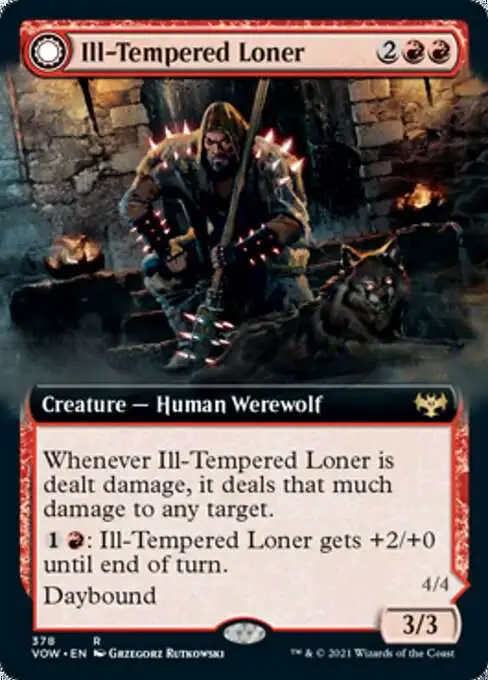 MtG Trading Card Game Innistrad: Crimson Vow Rare Ill-Tempered Loner // Howlpack Avenger #378 [Extended Art FOIL]