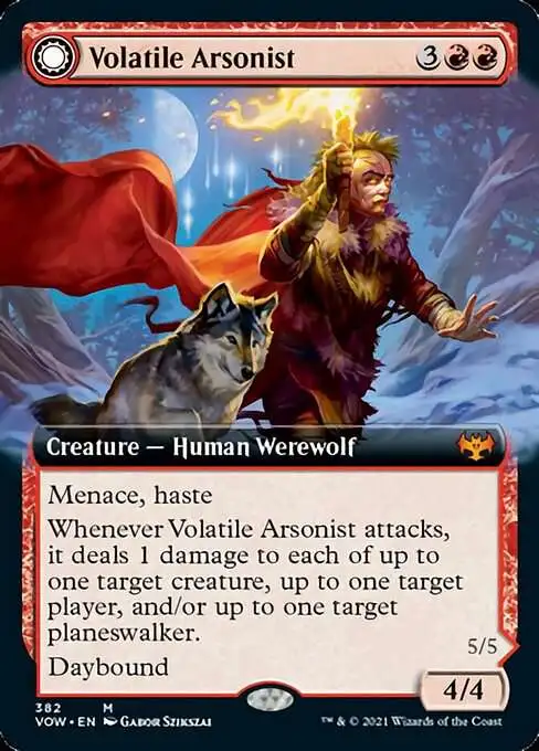 MtG Trading Card Game Innistrad: Crimson Vow Mythic Rare Volatile Arsonist // Dire-Strain Anarchist #382 [Extended Art]