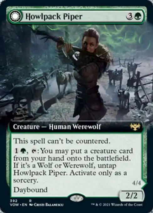 MtG Trading Card Game Innistrad: Crimson Vow Rare Howlpack Piper // Wildsong Howler #392 [Extended Art]