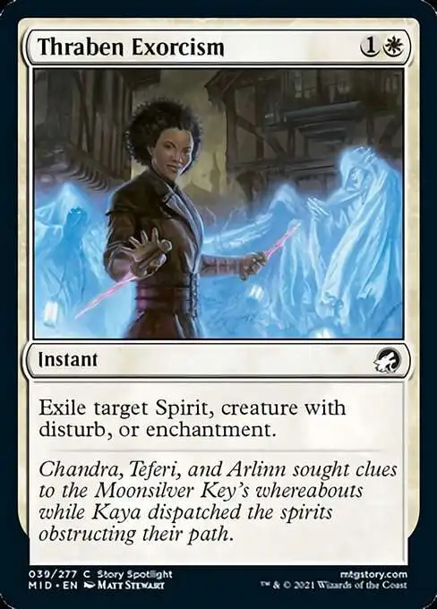 Magic The Gathering Trading Card Game Innistrad Midnight Hunt Single Card  Common Thraben Exorcism 39 - ToyWiz