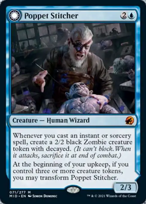 MtG Trading Card Game Innistrad: Midnight Hunt Mythic Rare Foil Poppet Stitcher // Poppet Factory #71