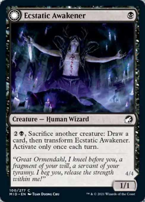 MtG Trading Card Game Innistrad: Midnight Hunt Common Foil Ecstatic Awakener // Awoken Demon #100