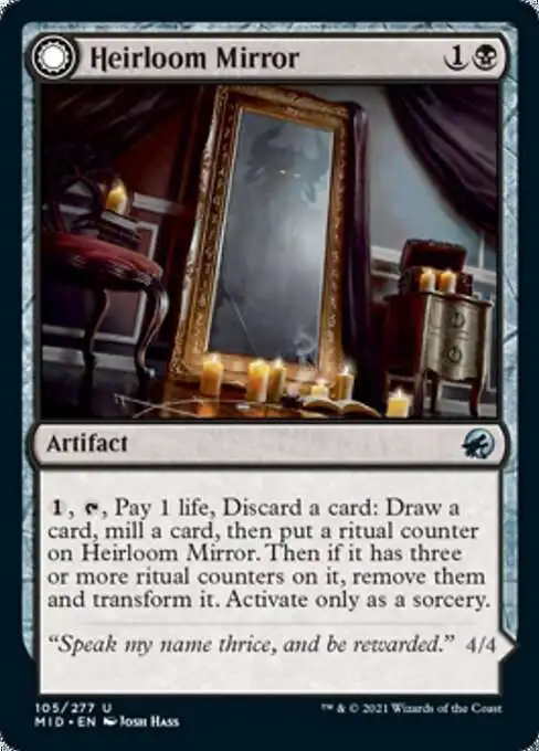 Magic The Gathering Trading Card Game Innistrad Midnight Hunt Single Card  Uncommon Heirloom Mirror Inherited Fiend 105 Foil - ToyWiz