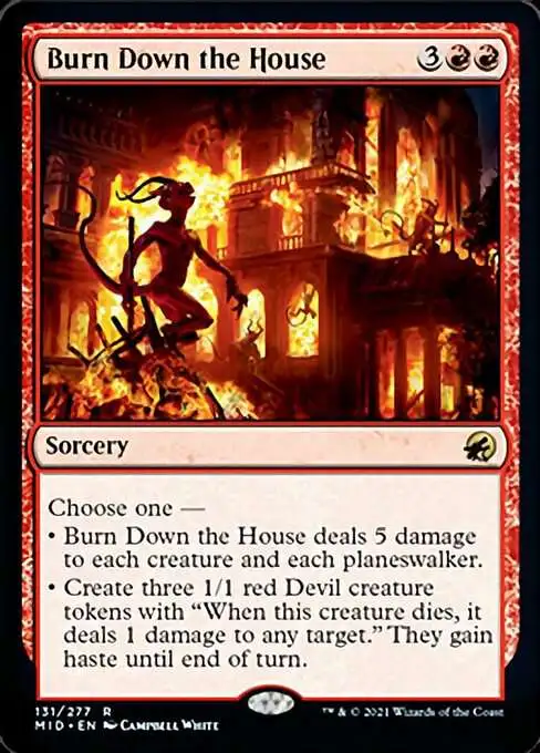 MtG Trading Card Game Innistrad: Midnight Hunt Rare Burn Down the House #131