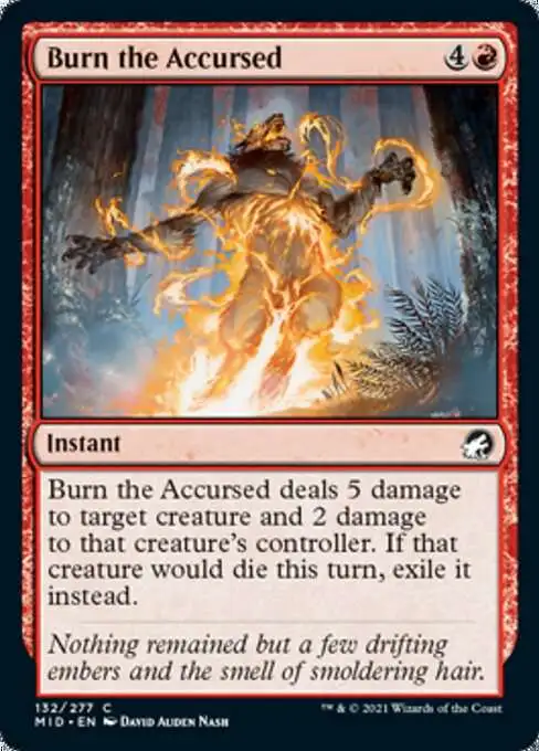 MtG Trading Card Game Innistrad: Midnight Hunt Common Foil Burn the Accursed #132