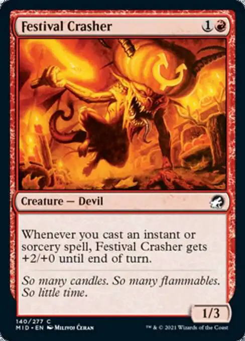 MtG Trading Card Game Innistrad: Midnight Hunt Common Festival Crasher #140