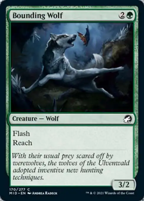 MtG Trading Card Game Innistrad: Midnight Hunt Common Bounding Wolf #170