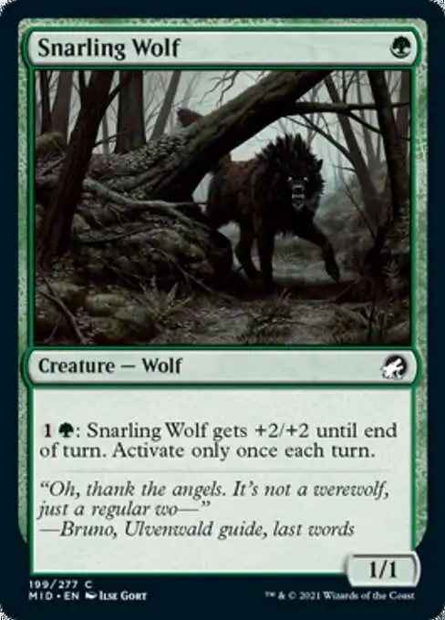 MtG Trading Card Game Innistrad: Midnight Hunt Common Foil Snarling Wolf #199