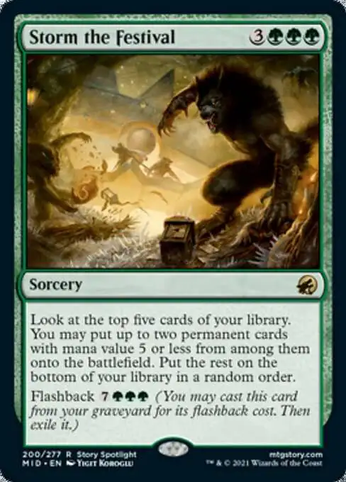 MtG Trading Card Game Innistrad: Midnight Hunt Rare Storm the Festival #200 MtG Trading Card Game Innistrad: Midnight Hunt Rare Storm the Festival #200