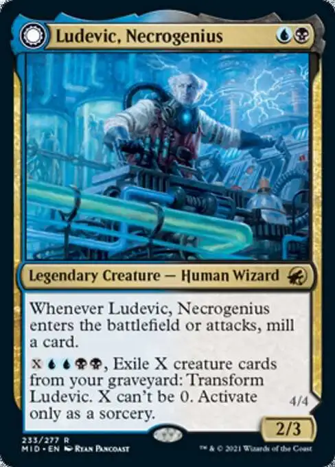 MtG Trading Card Game Innistrad: Midnight Hunt Rare Foil Ludevic, Necrogenius // Olag, Ludevic's Hubris #233