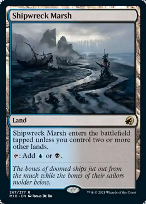 MtG Trading Card Game Innistrad: Midnight Hunt Rare Foil Shipwreck Marsh #267