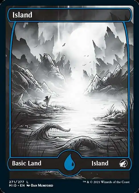 MtG Trading Card Game Innistrad: Midnight Hunt Common Island #271 [Full Art]