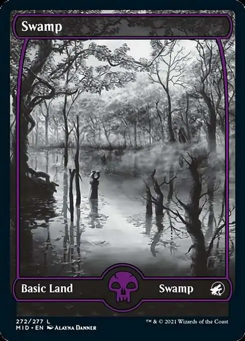 MtG Trading Card Game Innistrad: Midnight Hunt Common Swamp #272 [Full Art]