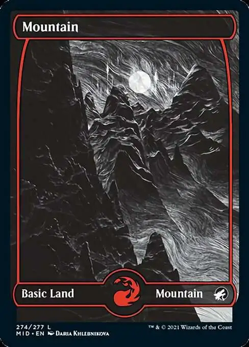 MtG Trading Card Game Innistrad: Midnight Hunt Common Mountain #274 [Full Art V1]