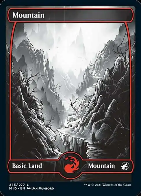 MtG Trading Card Game Innistrad: Midnight Hunt Common Mountain #275 [Full Art]