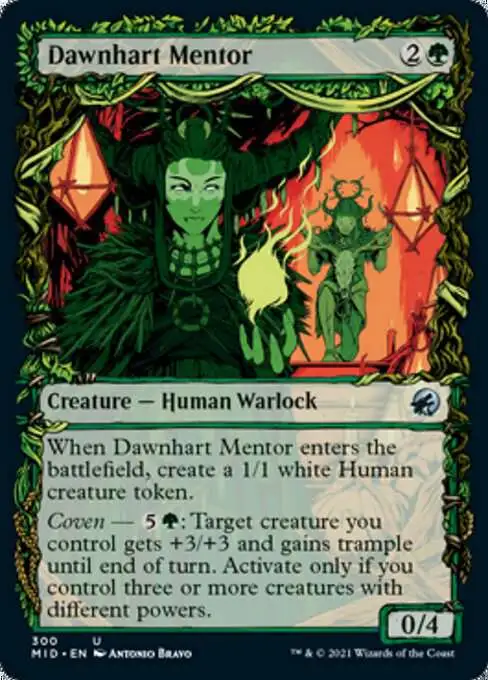 MtG Trading Card Game Innistrad: Midnight Hunt Uncommon Dawnhart Mentor #300 [Showcase Foil]