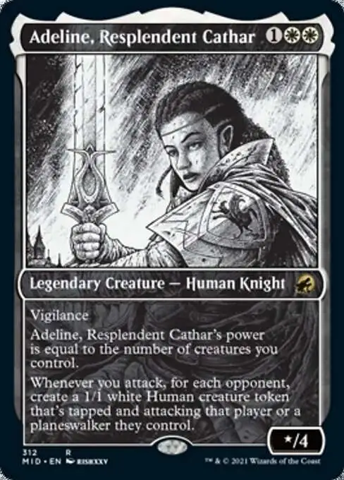 MtG Trading Card Game Innistrad: Midnight Hunt Rare Adeline, Resplendent Cathar #312 [Showcase Foil]