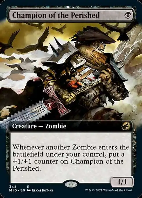Magic The Gathering Trading Card Game Innistrad Midnight Hunt Single Card  Rare Champion of the Perished 344 Extended Art Foil - ToyWiz