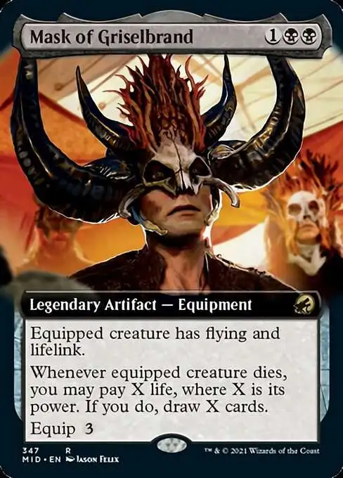 MtG Trading Card Game Innistrad: Midnight Hunt Mythic Rare Mask of Griselbrand #347 [Extended Art]