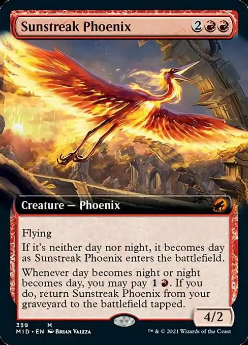 MtG Trading Card Game Innistrad: Midnight Hunt Mythic Rare Sunstreak Phoenix #359 [Extended Art]