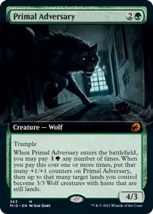 MtG Trading Card Game Innistrad: Midnight Hunt Mythic Rare Primal Adversary  #363 [Extended Art Foil]