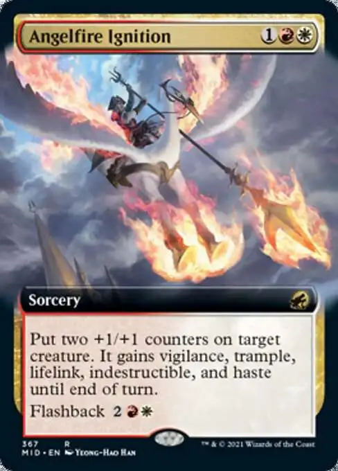 MtG Trading Card Game Innistrad: Midnight Hunt Rare Angelfire Ignition #367 [Extended Art Foil]