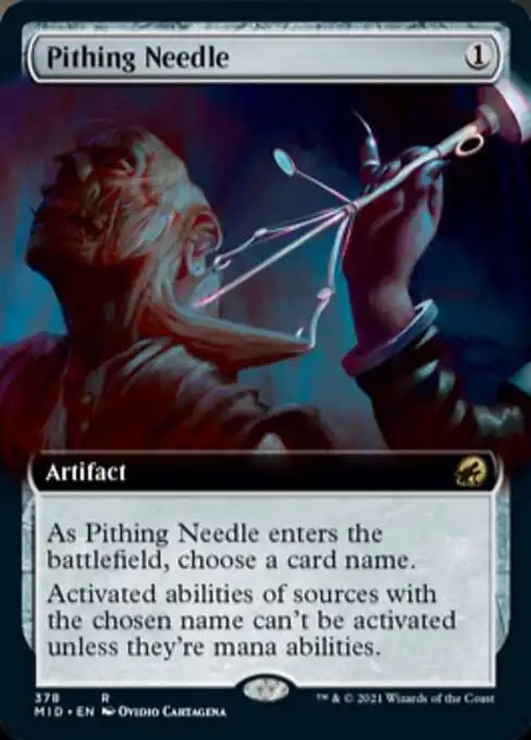 MtG Trading Card Game Innistrad: Midnight Hunt Rare Pithing Needle #378 [Extended Art Foil]