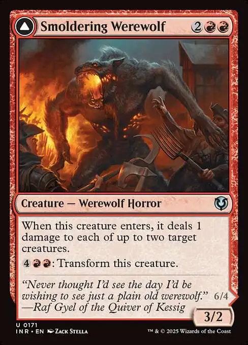 MtG Innistrad Remastered Uncommon Smoldering Werewolf // Erupting Dreadwolf #171