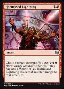MtG Trading Card Game Kaladesh Uncommon Foil Harnessed Lightning #117