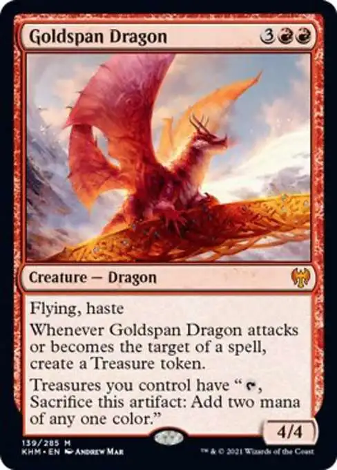 MtG Trading Card Game Kaldheim Mythic Rare Goldspan Dragon #139