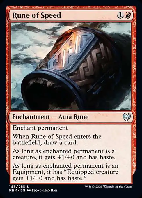 MtG Trading Card Game Kaldheim Uncommon Rune of Speed #148