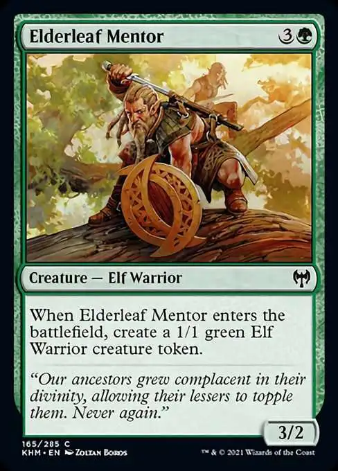 MtG Trading Card Game Kaldheim Common Elderleaf Mentor #165