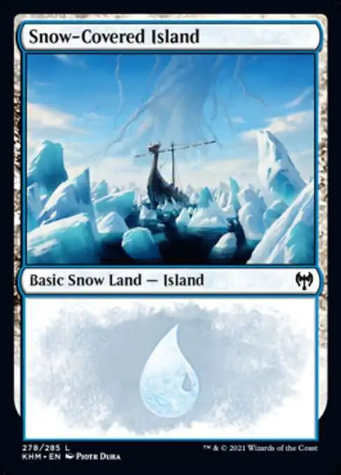 MtG Trading Card Game Kaldheim Common Snow-Covered Island #278 [FOIL #278]