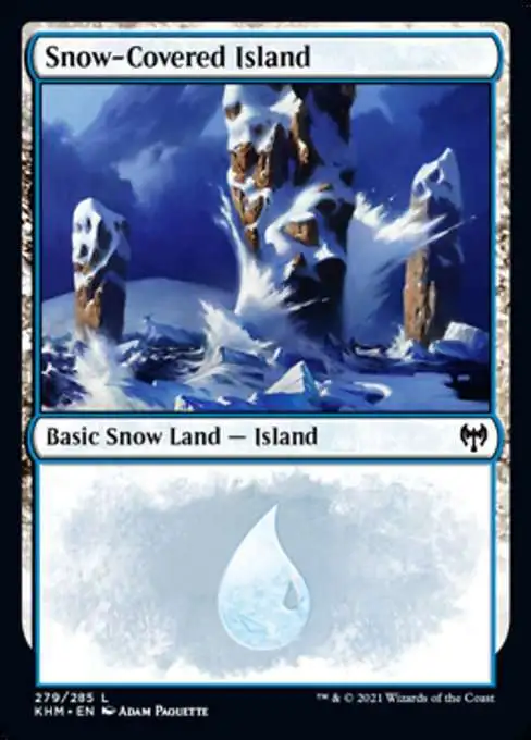 MtG Trading Card Game Kaldheim Common Snow-Covered Island #279 [#279]