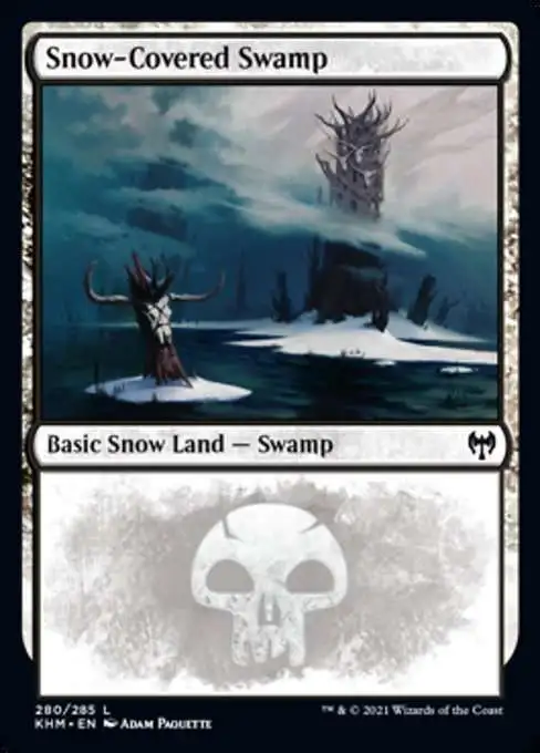 MtG Trading Card Game Kaldheim Common Snow-Covered Swamp #280