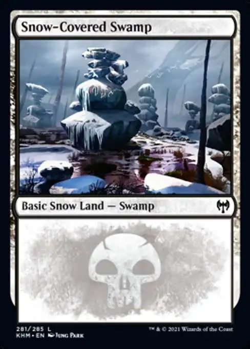 MtG Trading Card Game Kaldheim Common Snow-Covered Swamp #281