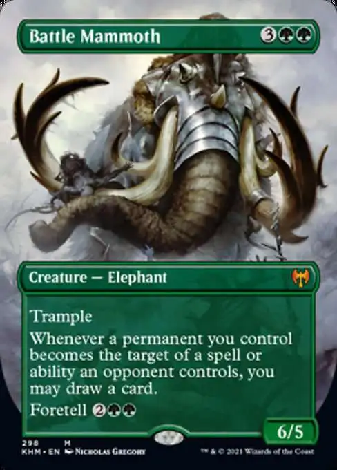 MtG Trading Card Game Kaldheim Mythic Rare Battle Mammoth #298 [Alternate Art Borderless]