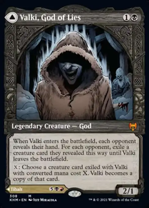 MtG Trading Card Game Kaldheim Mythic Rare Valki, God of Lies // Tibalt, Cosmic Impostor #308 [Showcase]