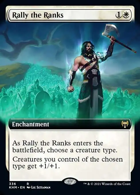 MtG Trading Card Game Kaldheim Rare Rally the Ranks #336 [FOIL Extended Art]