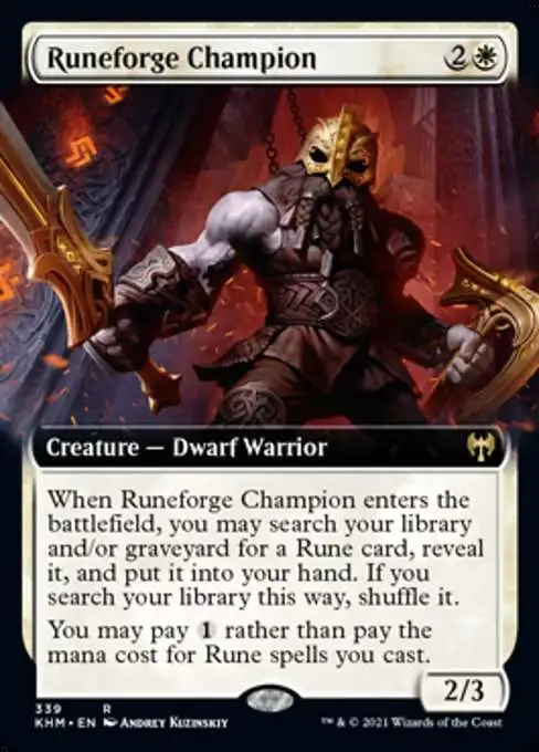 MtG Trading Card Game Kaldheim Rare Runeforge Champion #339 [Extended Art]