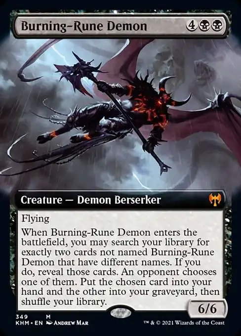 MtG Trading Card Game Kaldheim Mythic Rare Burning-Rune Demon #349 [Extended Art]