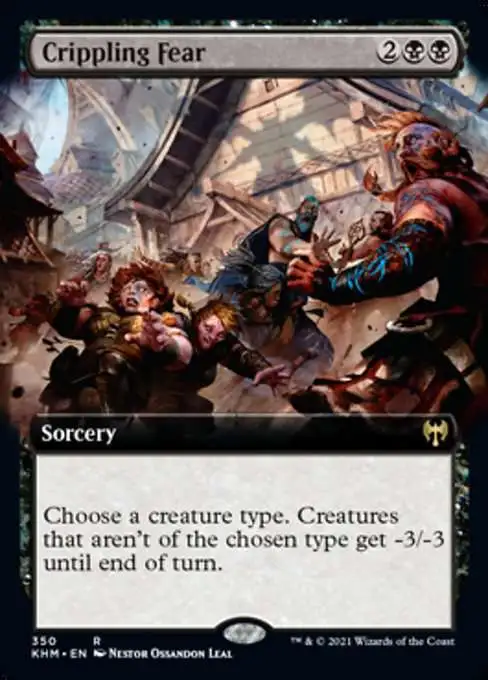 MtG Trading Card Game Kaldheim Rare Crippling Fear #350 [Extended Art FOIL]