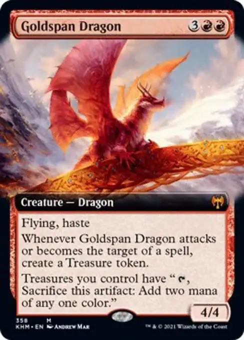 MtG Trading Card Game Kaldheim Mythic Rare Goldspan Dragon #358 [Extended Art]