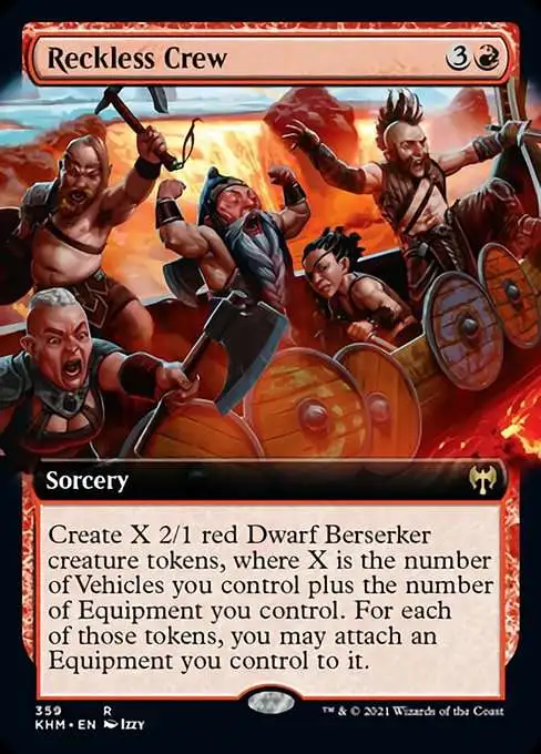 mtg crew cards Magic The Gathering Trading Card Game Kaldheim Single Card Rare Reckless  Crew 359 FOIL Extended Art