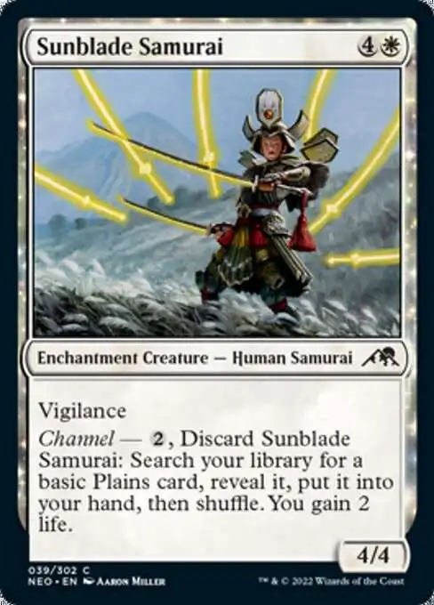 MtG Trading Card Game Kamigawa Neon Dynasty Common Sunblade Samurai #39