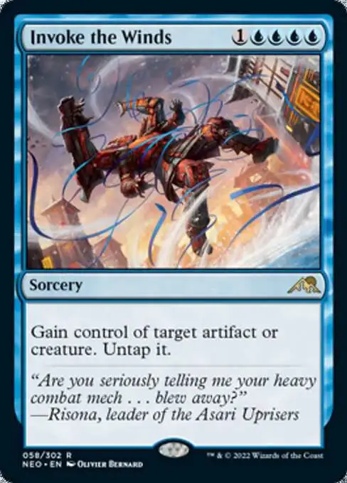 MtG Trading Card Game Kamigawa Neon Dynasty Rare Foil Invoke the Winds #58