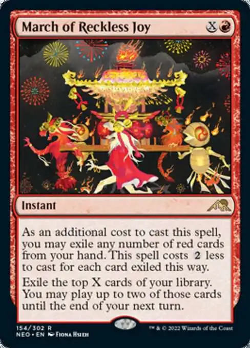 Magic The Gathering Trading Card Game Kamigawa Neon Dynasty Single Card  Rare March of Reckless Joy 154 FOIL - ToyWiz