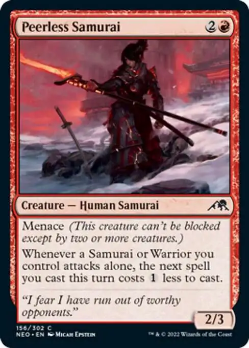 MtG Trading Card Game Kamigawa Neon Dynasty Common Peerless Samurai #156